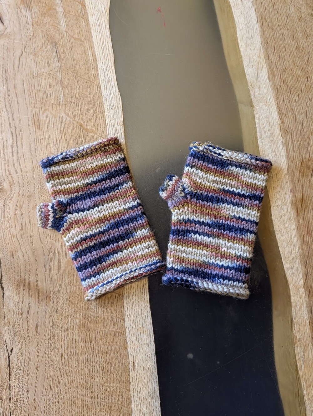 Misha And Puff Kids S/M Merino Wool Striped Knit Fingerless Gloves - Multicolor